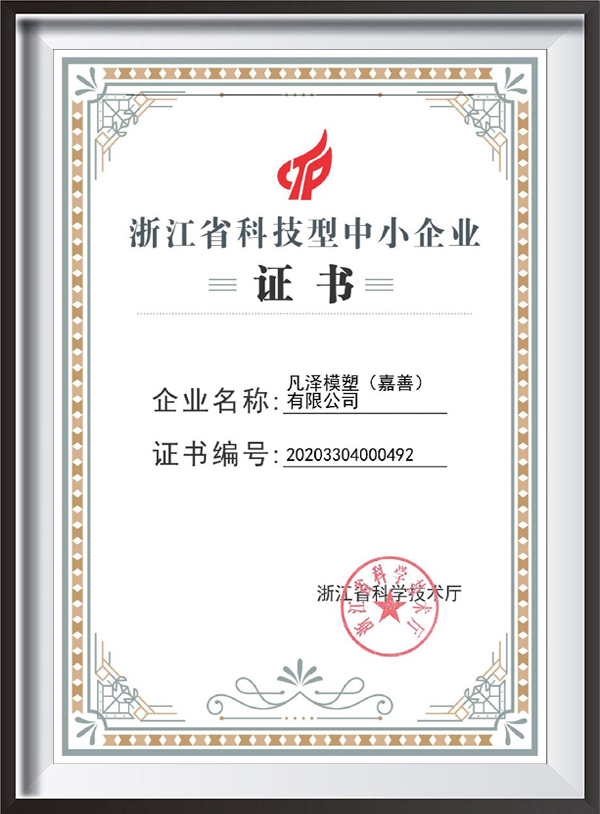 Certificato della PMI Sci-Tech di Zhejiang Certificato della PMI Sci-Tech di Zhejiang